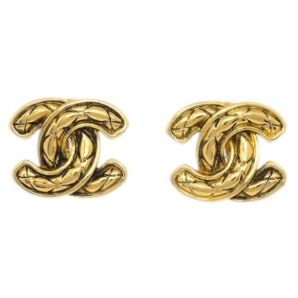 Chanel Gold CC Earrings Clip-On 2433 193642 - Picture 1 of 4